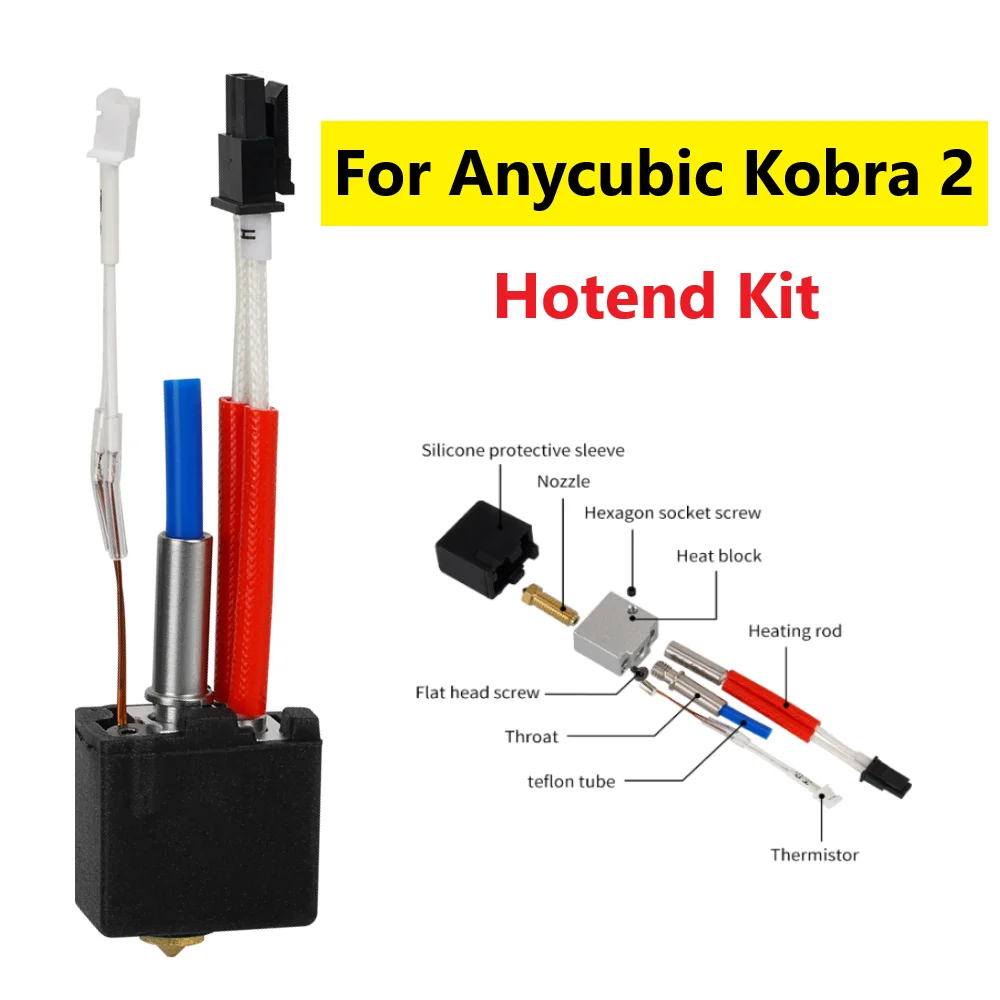 

Обновленный комплект Hotend 24 В 60 Вт для Anycubic Kobra 2 Plus/2 Max/2 Neo/2 Pro, головка 3D-принтера, латунная насадка из твердой стали, вулкан 0,4