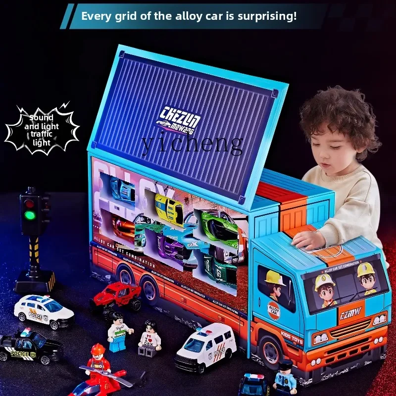 

Zz alloy car fire police car racing gift box set children's toys birthday gift