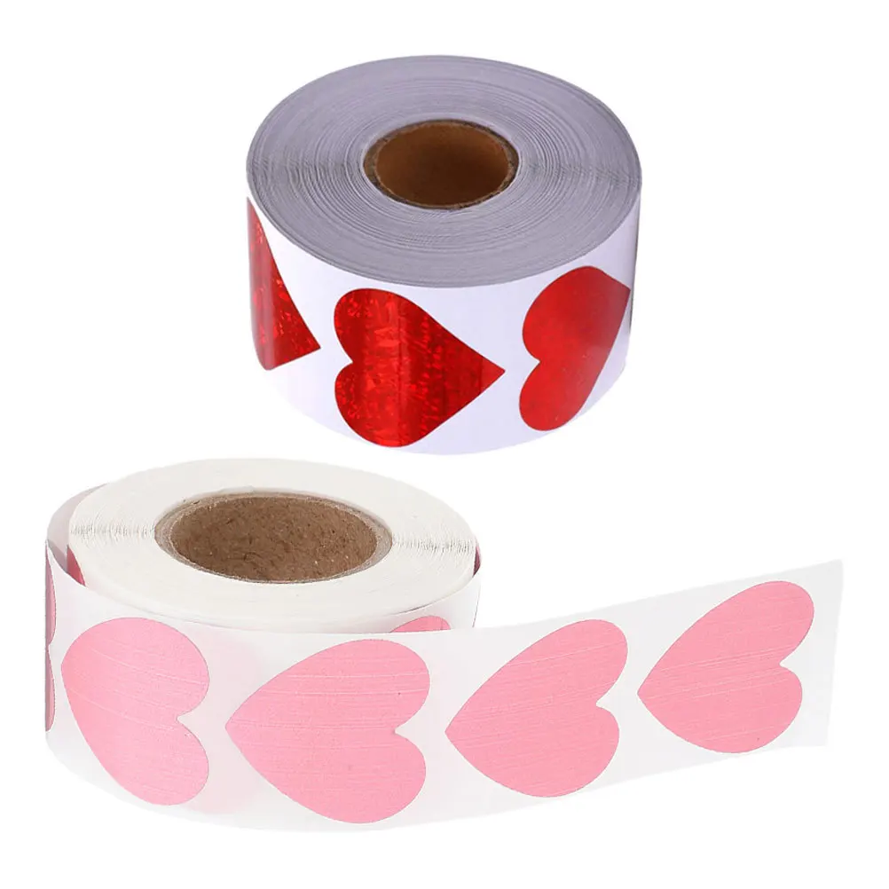 

Red Heart Stickers Self Adhesive Glitter Foil Labels for Scrapbooking Invitations Present Sealing 2 Rolls Body Sticker