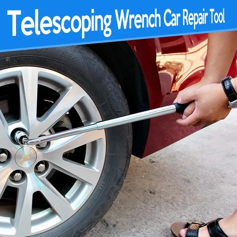 Telescoping Lug Wrench Spanner Lug Wheel Wrench with Sockets Wrench Car Repair Tools 17/19, 21/23mm