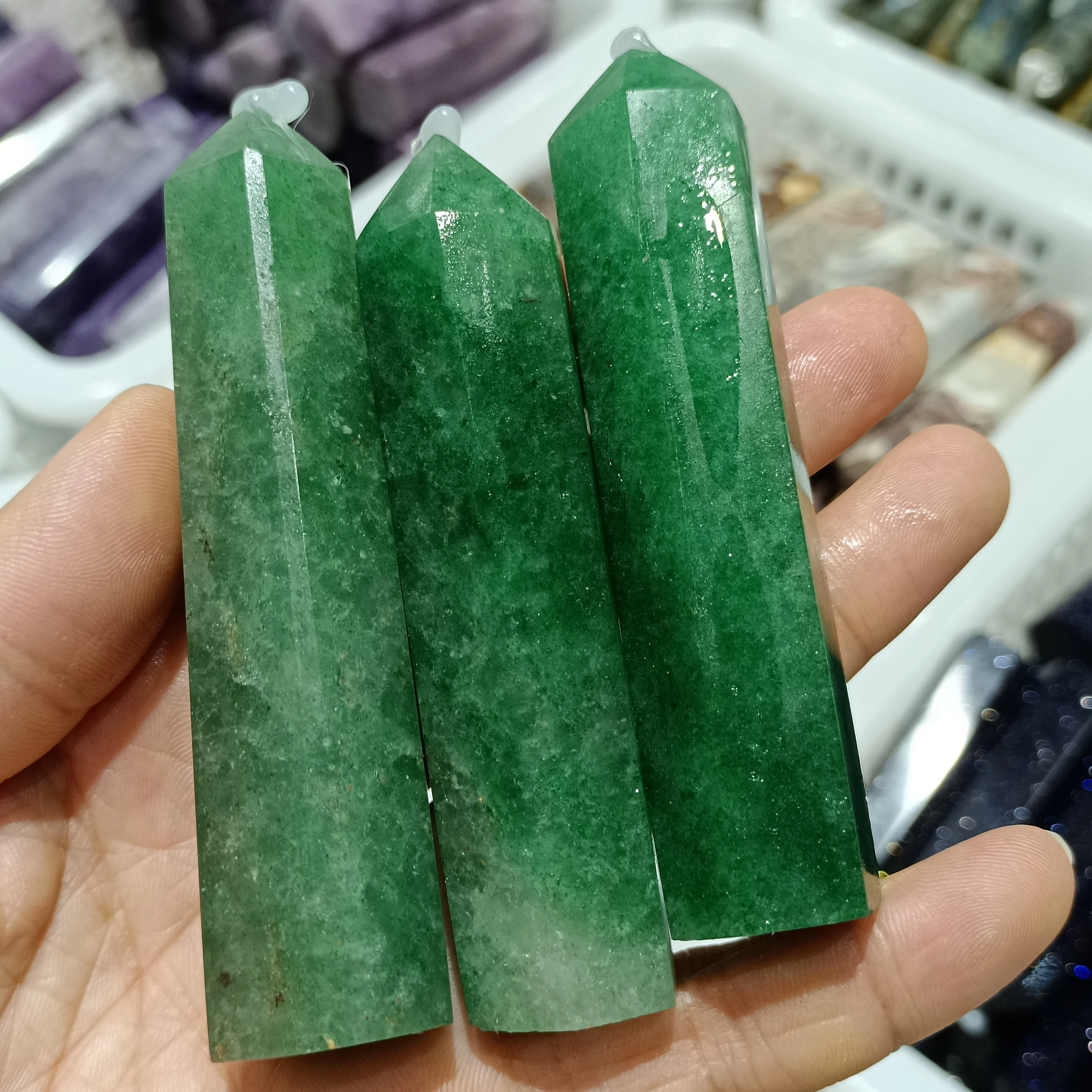 

70-90mm Natural Green Strawberry Stone Little Column Quartz Crystal Magic Tower Energy Gem Mineral Reiki Healing Decorative Gift