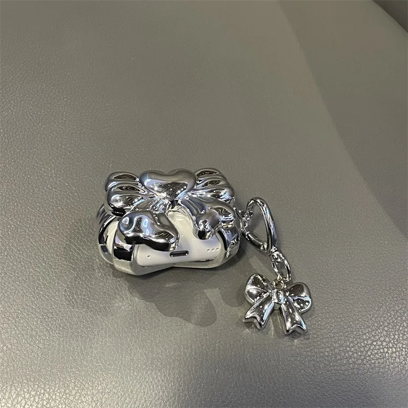 애플 에어팟 프로 세대 2세대 3세대용 한국 스타일 실버 나비 매듭 블루투스 이어폰 케이스 보호 커버