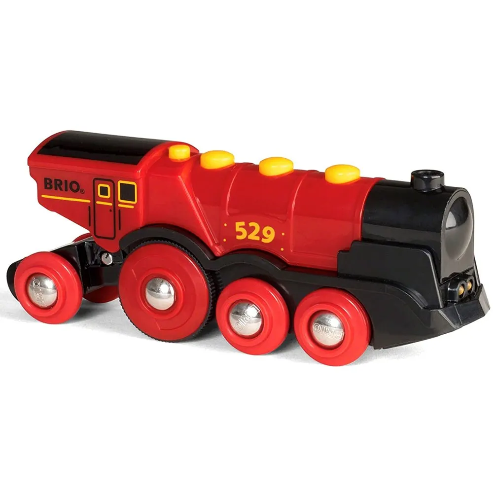 BRIO World Mighty Red Action Locomotive Battery Powered Train for Kids Age 3 Years Up - Compatible with all BRIO Railway Sets &