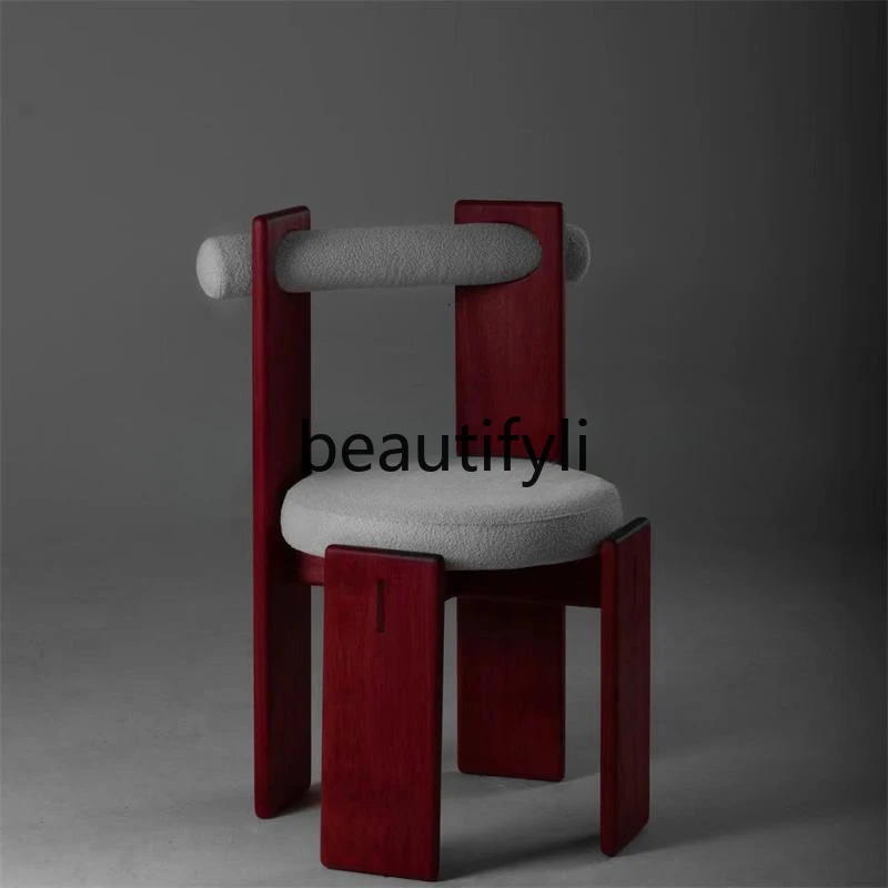 

Medieval simple solid wood dining chair, desk chair, curved backrest, Nordic restaurant chair