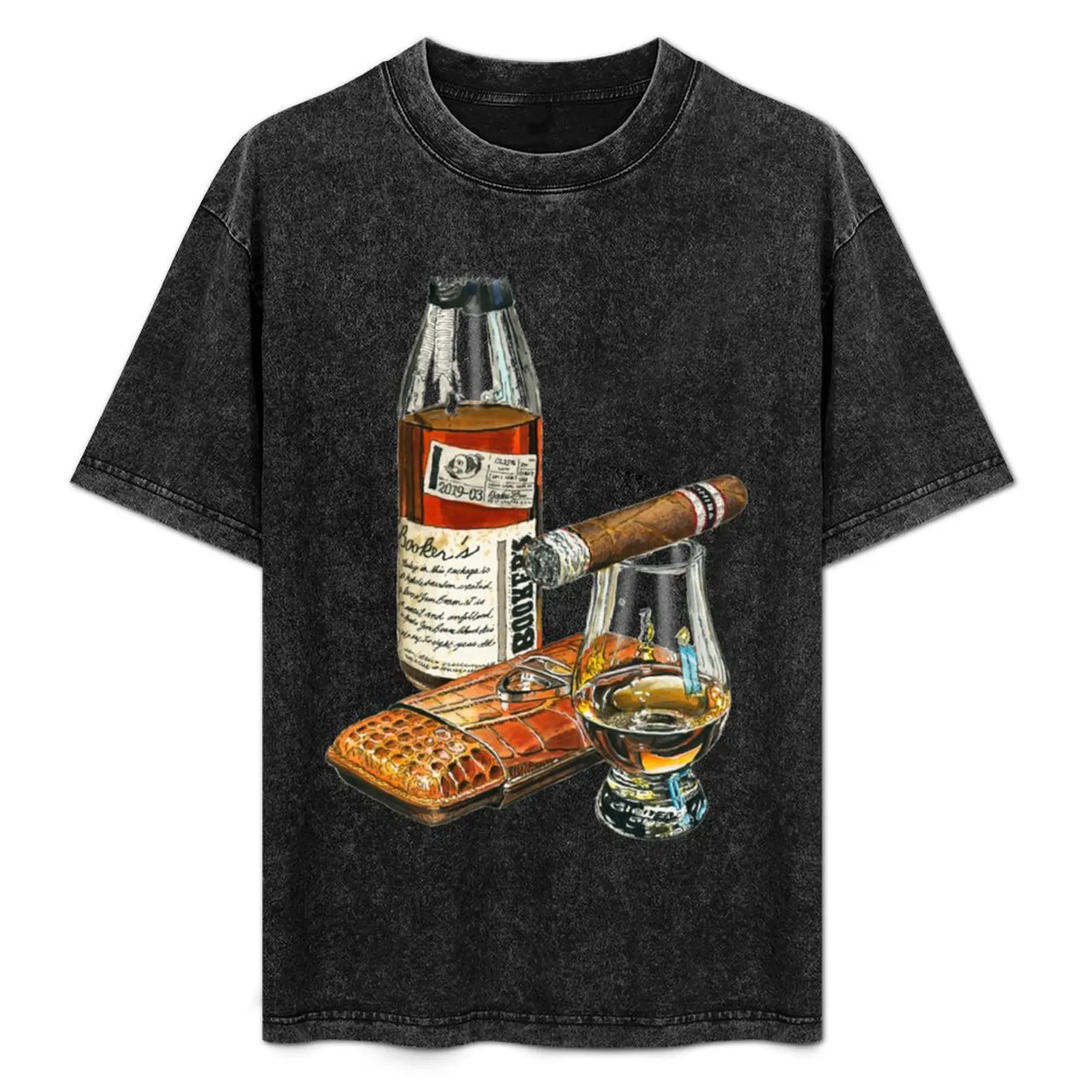 Booker’s Bourbon with Cigar Case T-Shirt sweat graphic t shirts vintage mens big and tall t shirts