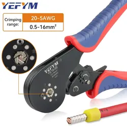 Ferrule Crimping Tool, Self-Adjusting Hexagonal Wire Crimper Plier YE 16-6E For AWG 20-5(0.5-16mm²) ,Ratchet Wire Crimping Tool