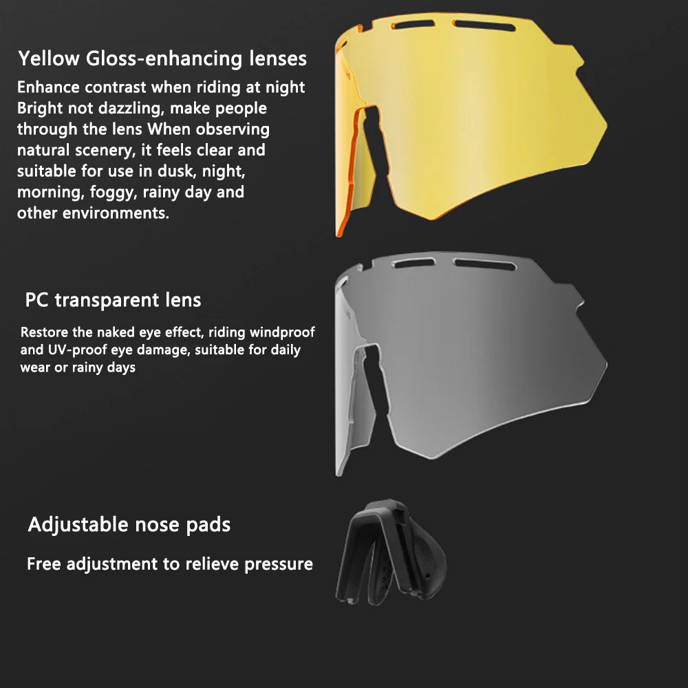 ROCKBROS Polarisierte Fahrradbrille UV400-Schutz Sportbrille mit Wechselgläsern für Laufen, Pickleball, Baseball – Detail 13