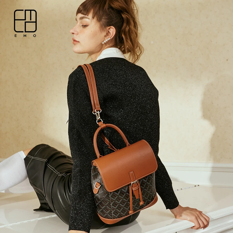 Original EMO Dog tooth bag backpack spring and summer travel 2022 new fashion draw rope simple hand crossbody commuting bag