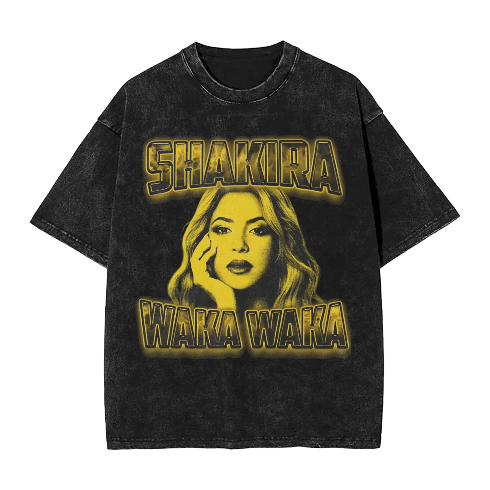 Washed T Shirts Pop Singer Shakiras Hip Hop Vintage T-Shirt Harajuku  Streetwear Cotton Summer Tops Tops Tees Men Women