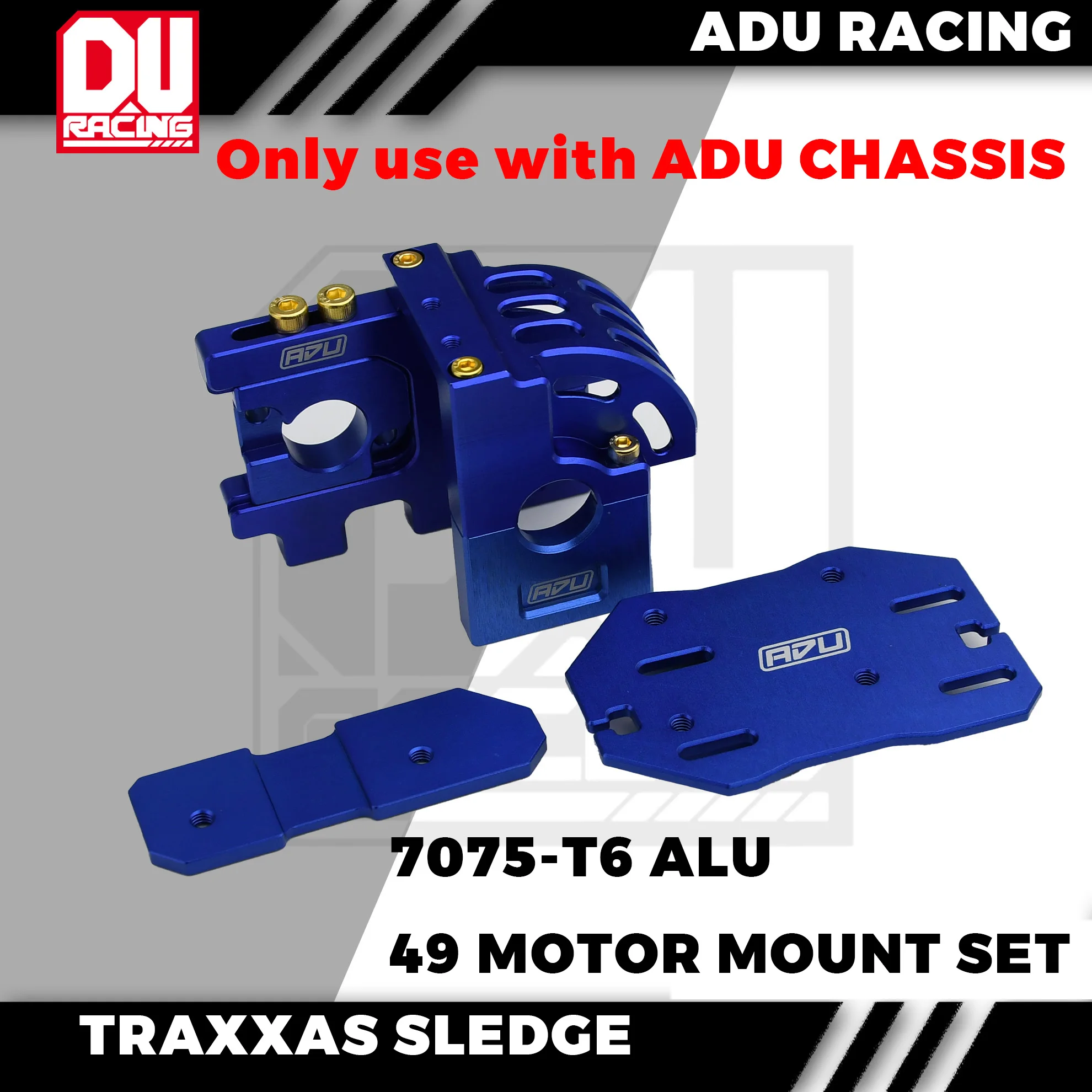 

ADU RACING 7075-T6 49 MOTOR MOUNT CENTER DIFF MOUNT COVER ESC PLATE For TRAXXAS 1/8 Sledge monster truck