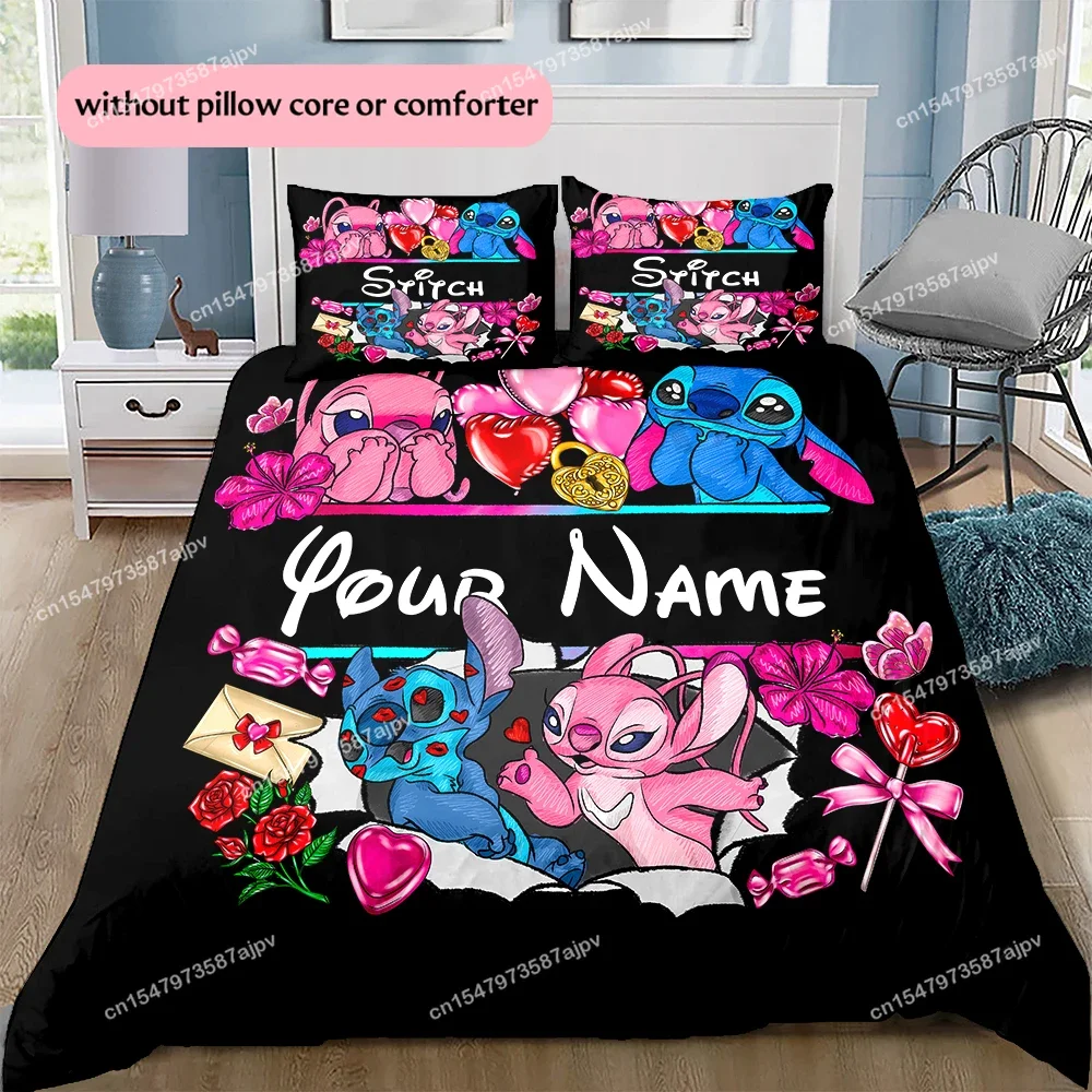 

Personalized Duvet Custom Disney Stitch Angels Bedding Set King Twin Child 3 Piece Mircofiber or Polyester Duvet Cover Set-QIAO