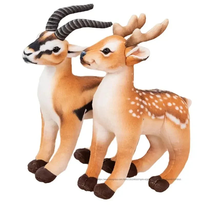 33CM Lovely Simulation Fawn Antelope Plush Toys Real Life Wild Animal Doll Stuffed Soft Baby Kids Birthday Decor Kreatywny prezent