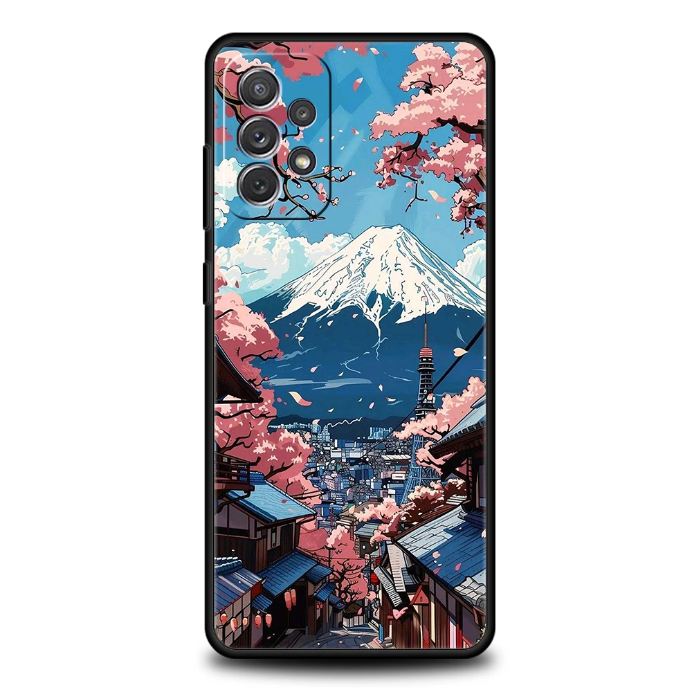 Samsung A15 A13 A35 A55 A51 A71 A41 A31 A21S A03S A05 A17 A23 A25 A33 A53 A73 5G A07 4G用ケース、風景柄、日本シリーズ