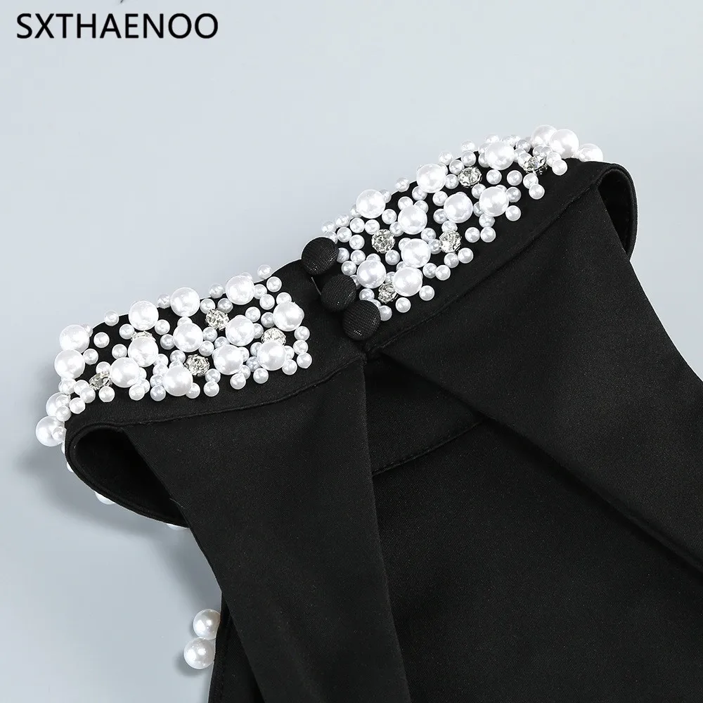 SXTHAENOO moda Vestidos De graduación con diamantes De imitación para mujer elegante fiesta sirena Halter sin mangas espalda descubierta Vestidos De fiesta De satén