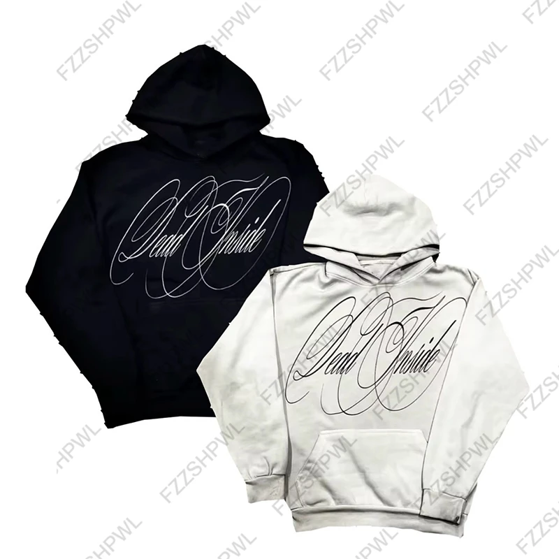 Felpa con cappuccio Y2K oversize hip-hop unisex Felpa con cappuccio casual con stampa di lettere punk Harajuku Rock Goth Streetwear Pullover