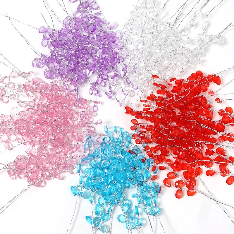 10/20個16センチメートル人工アクリル花束結婚式の装飾diyブライダル髪飾り花束クリスタルフラワーアクセサリー