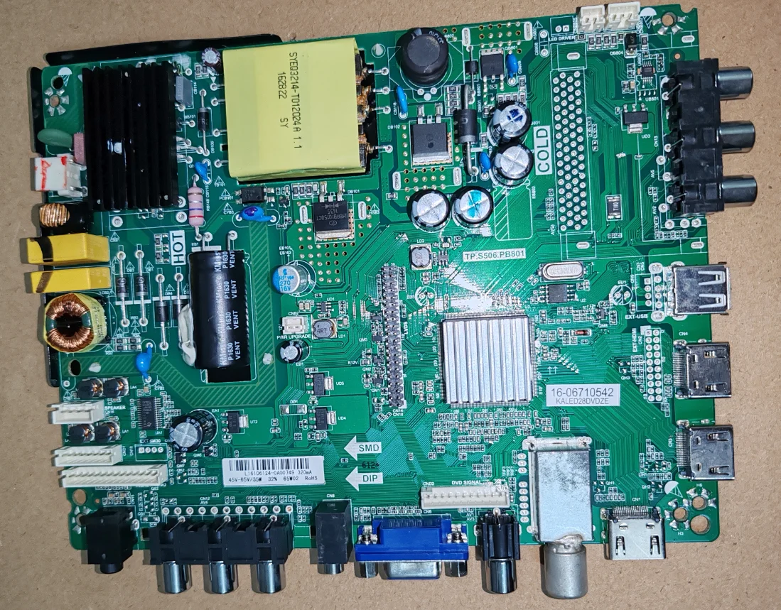 

TP.S506.PB801 Three in one TV motherboard tested well Yellow Transformer for 35--63v 35W 320ma
