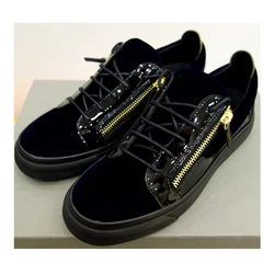 Gentleman Rubber Thick Sole Black Patent Leather Low Top Sneaker Double Zipper Flat Lace-Up Man Causal Shoes Zapatos Casuales