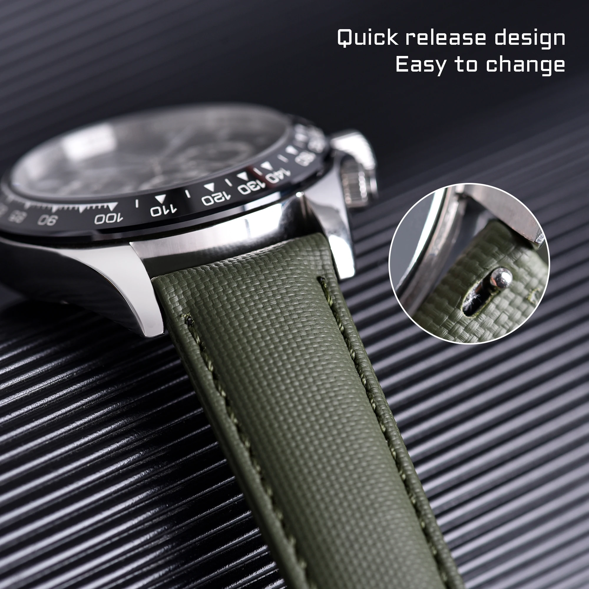 デルグス防水帆布時計ストラップ 20mm 22mm クイックリリース ファブリックナイロンレザー時計バンド オメガ セイコー ティソ用ベルト