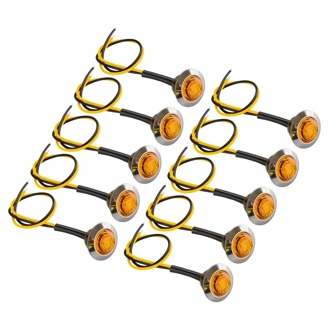 

10Pcs Amber Round 3/4" LED Side Marker Lamp Bullet Indicator Clearance Turn Signal Light Blinker Fit For Land Rover Series