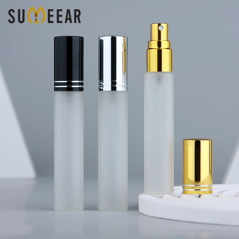 100 pcs/Lot 12ml Frosted Glass Perfume Bottle Empty Cosmetic Containers For Travel Spray Bottles Custom LOGO Pay Extra