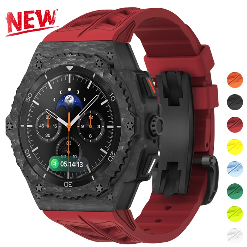 Luxury Modification Kit For Samsung Galaxy Watch 8 Classic 46mm Silicone Strap For 8 44mm Stainless Steel Modified Case