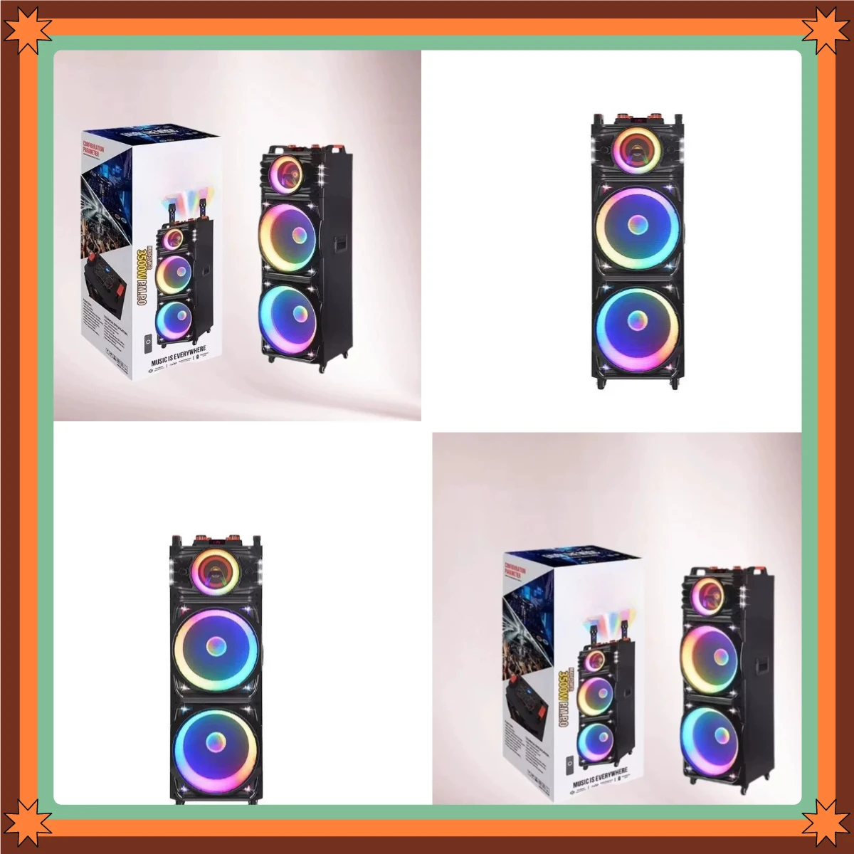 NDR-1526 Portable Bluetooth Speaker 15 Inch Dual Speaker Wireless Microphone Square Dance Card Audio RGB Lantern