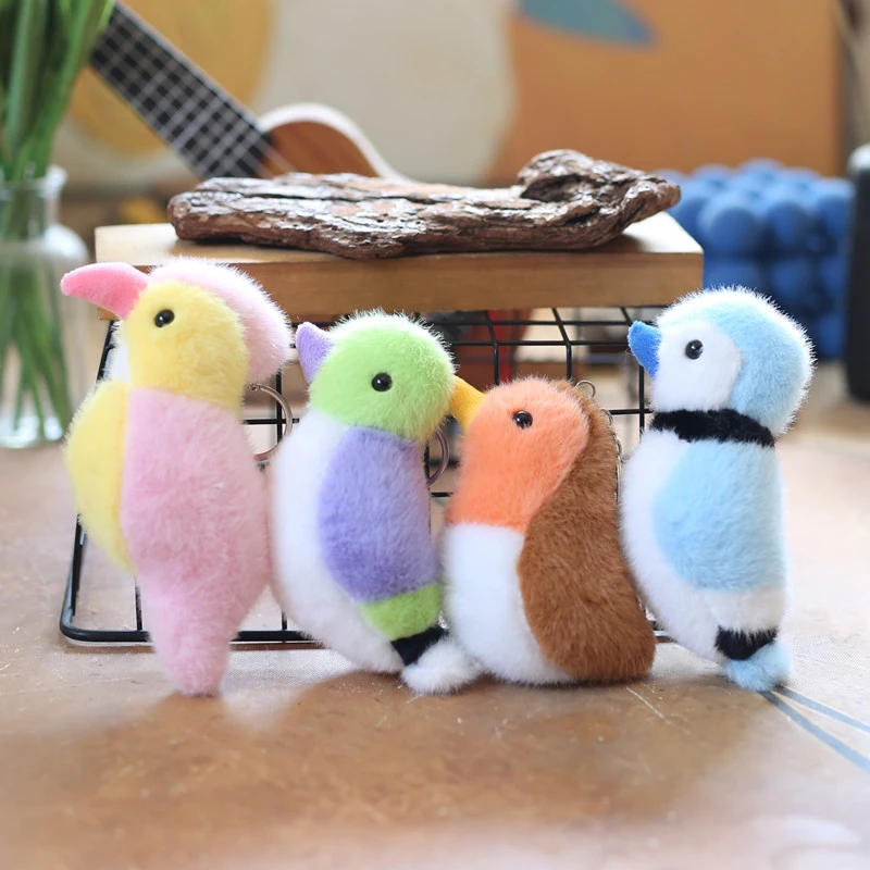 1PC Cute Simulation Parrot Toucan Plush Doll Toy Key Chain Pendant Backpack Hangings Ornaments Gifts