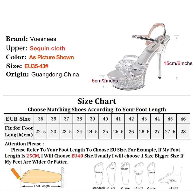 2024 New Women Narrow Band Sandals Transparent Platform High Heels Summer 15CM Stiletto Heels Silvery Sequin Wedding Dress Shoes