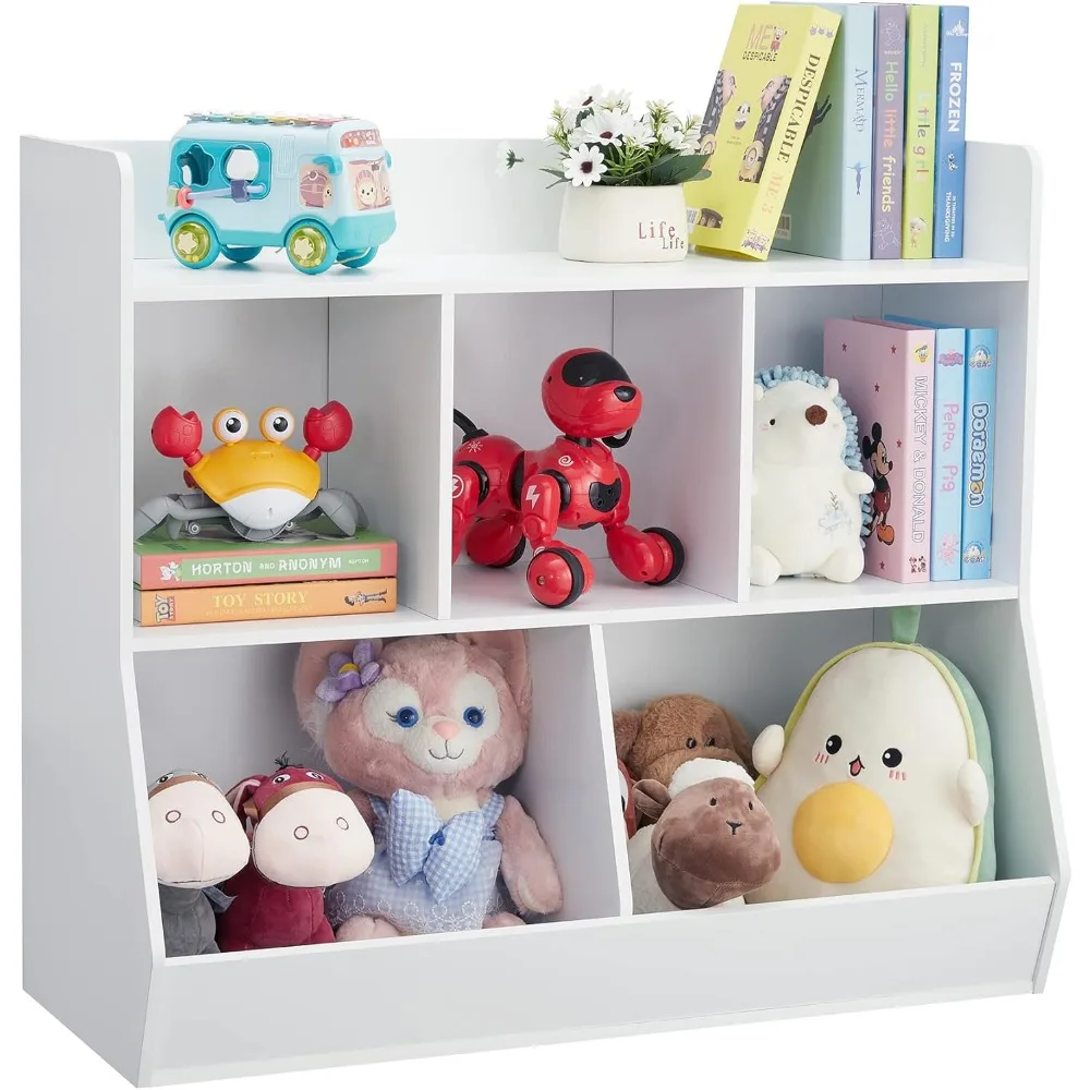 Toy Storage Organizer with Bookshelf, 5-Cubby Children's Toy Shelf, Toy Storage Cabinet, Suitable for Children's Room, Playroom