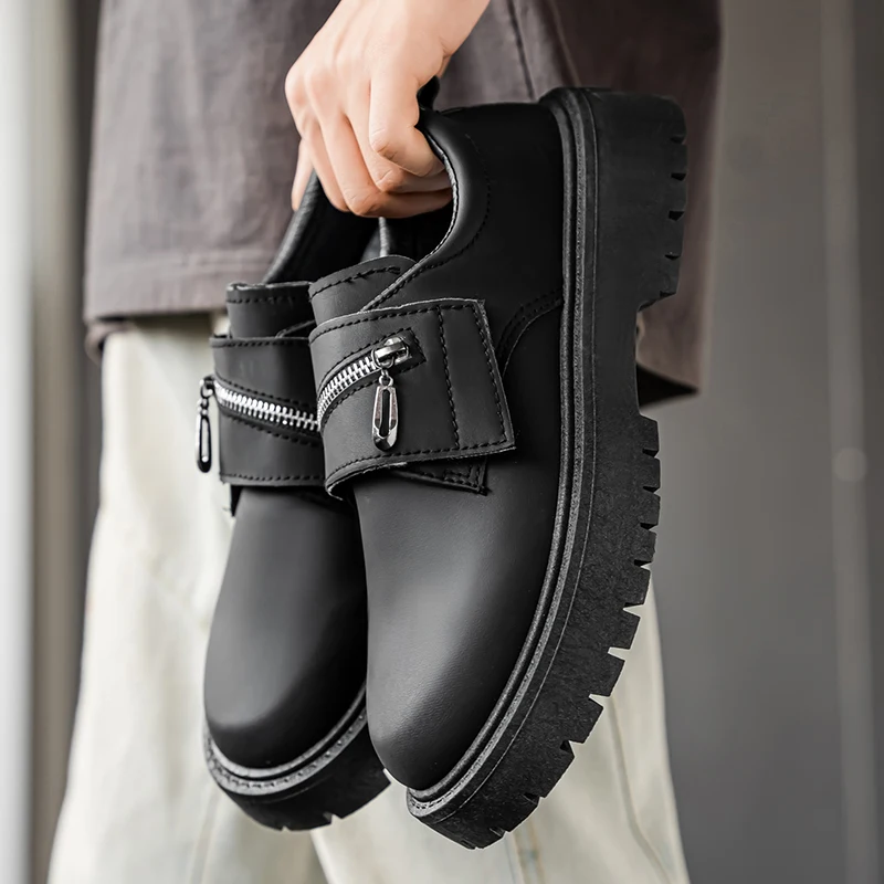 

Новые повседневные кожаные противоскользящие прогулочные туфли, удобные туфли-оксфорды, модные мужские повседневные деловые лоферы с толстой подошвой