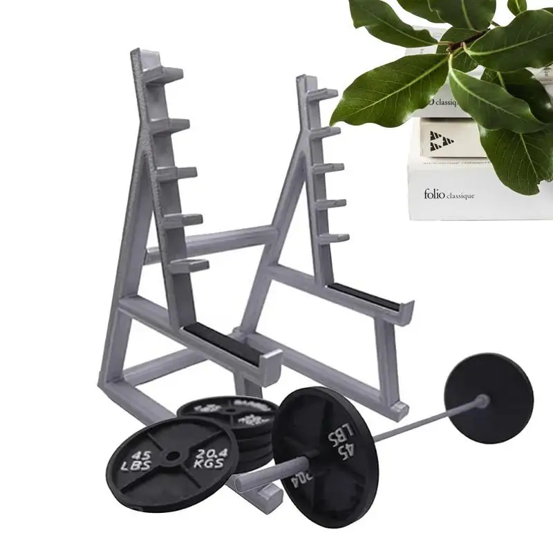 Barbell Squat Rack With Barbells And Weights Gym Theme Desk Pen Holder Rack Ornaments For Offices Office Desk Pen Storage