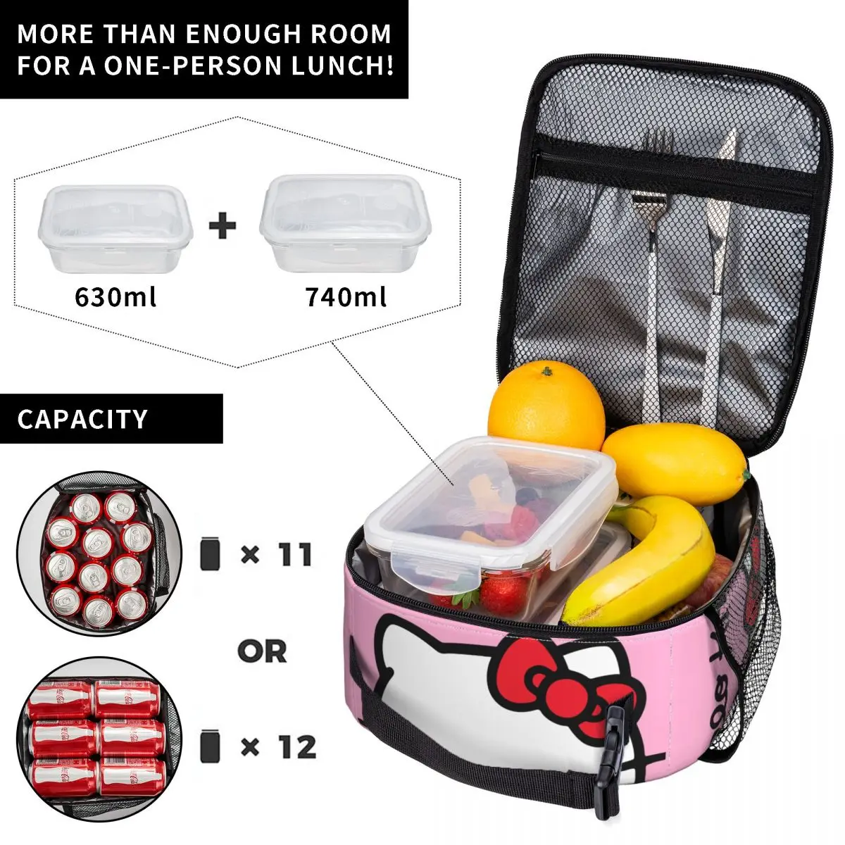 Custom Hello Kitty Lunch Bag for Women Thermal Cooler Insulated Lunch Box Kids School Children Leakproof Tote Bags