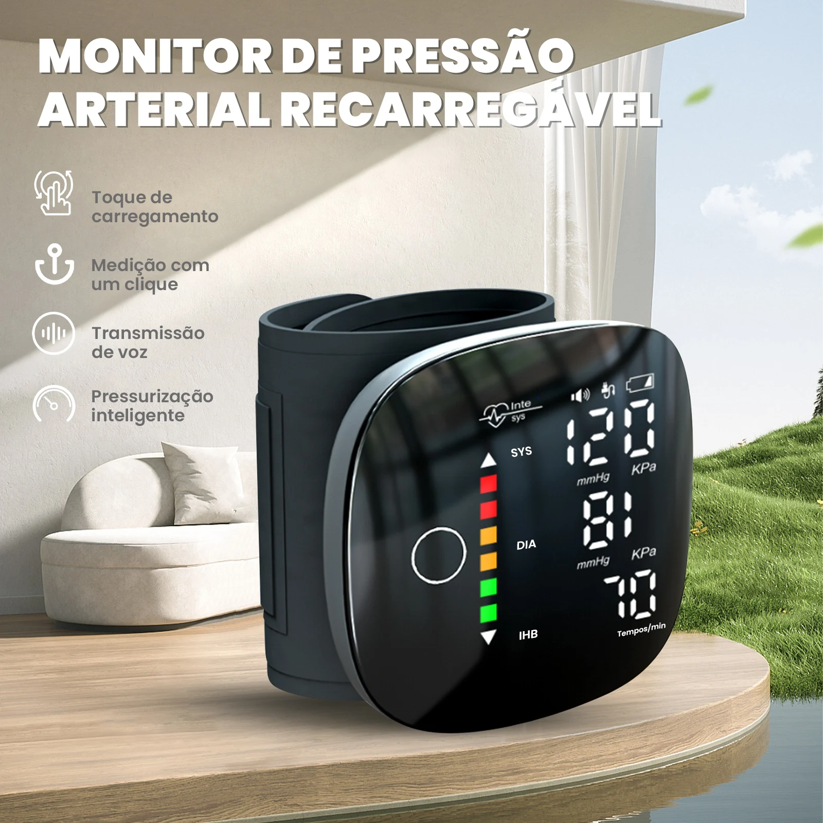 Monitor Digital de Pressão Arterial com Bateria Recarregável, Presente de Saúde para Acompanhamento Médico e Prevenção
