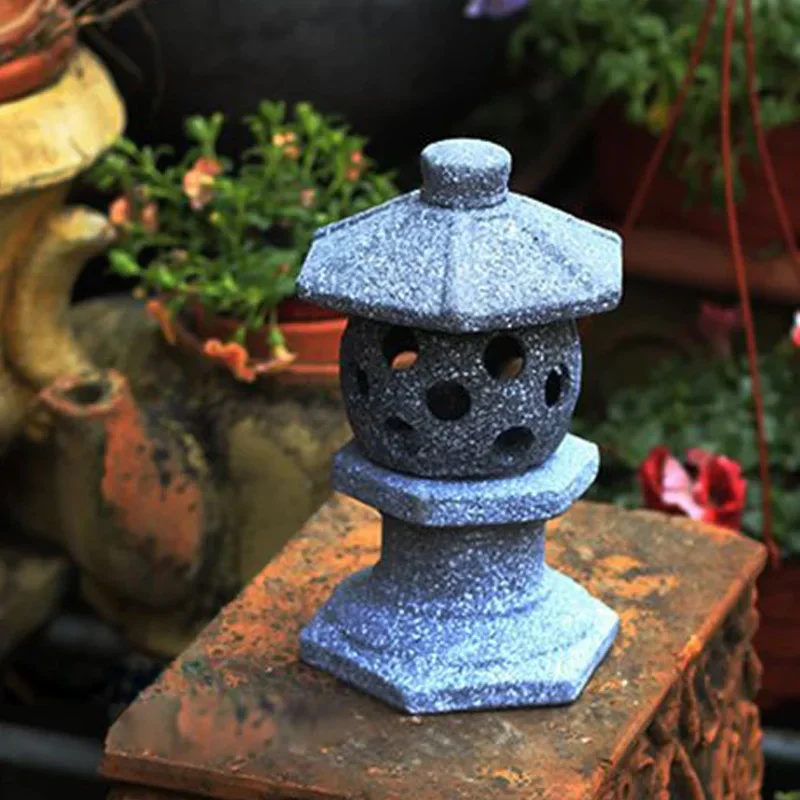 Japanese-style Ceramic Imitation Stone Lamp, Imitation Marble, Red Clay, Creative Decoration Products, Courtyard, 1Pc