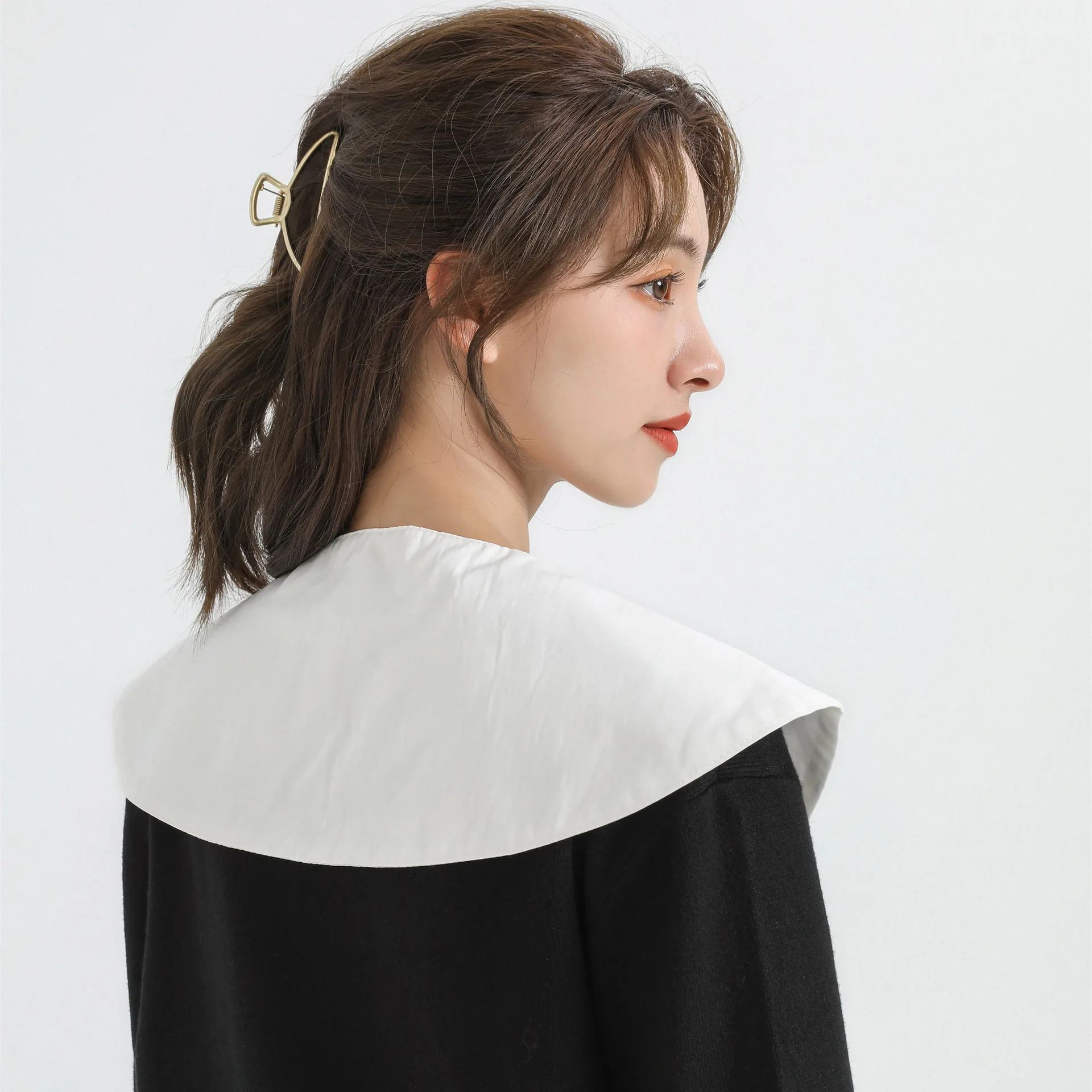 White Shoulder Wraps Shawl Fake Collar Blouse Sweater Shirt Detachable Collar Shirt False Collar Lapel Neckwear Clothing Decor