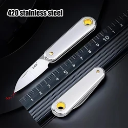 325S Fruit Knife 420 Stainless Steel Handle Folding Knife 4Cr15N Steel Blade EDC Portable Pocket Knife Keychain Handy Tool Ms.