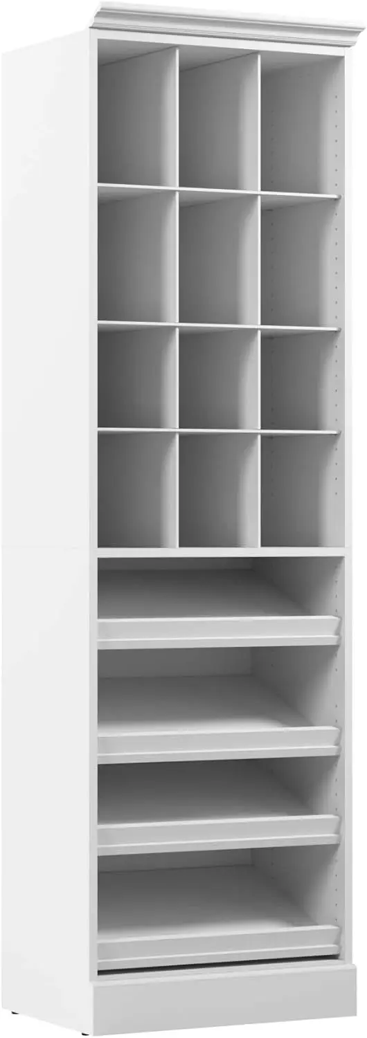 Versatile Shoe Closet Organizer, 25-Inch White Wardrobe For Bedroom, Mudroom, Entryway, Or Kitchen Pantry