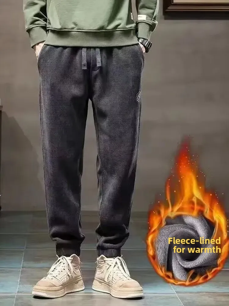 Loose Men's Corduroy Sweatpants Drawstring Trousers Korean Style Casual Pants Autumn Spring New Fashion Sporty Loose Fit