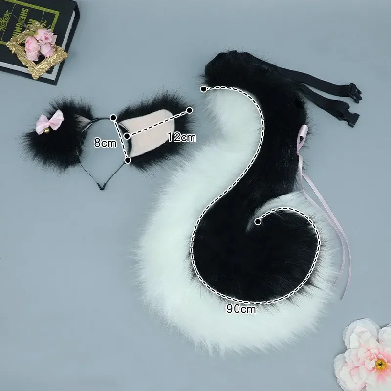 Halloween Animal Furry Puppy Ear Tail Set Dress Party Cosplay Headwear Bow Beast Wolf Ears Headband Dog Tail Props Accessories