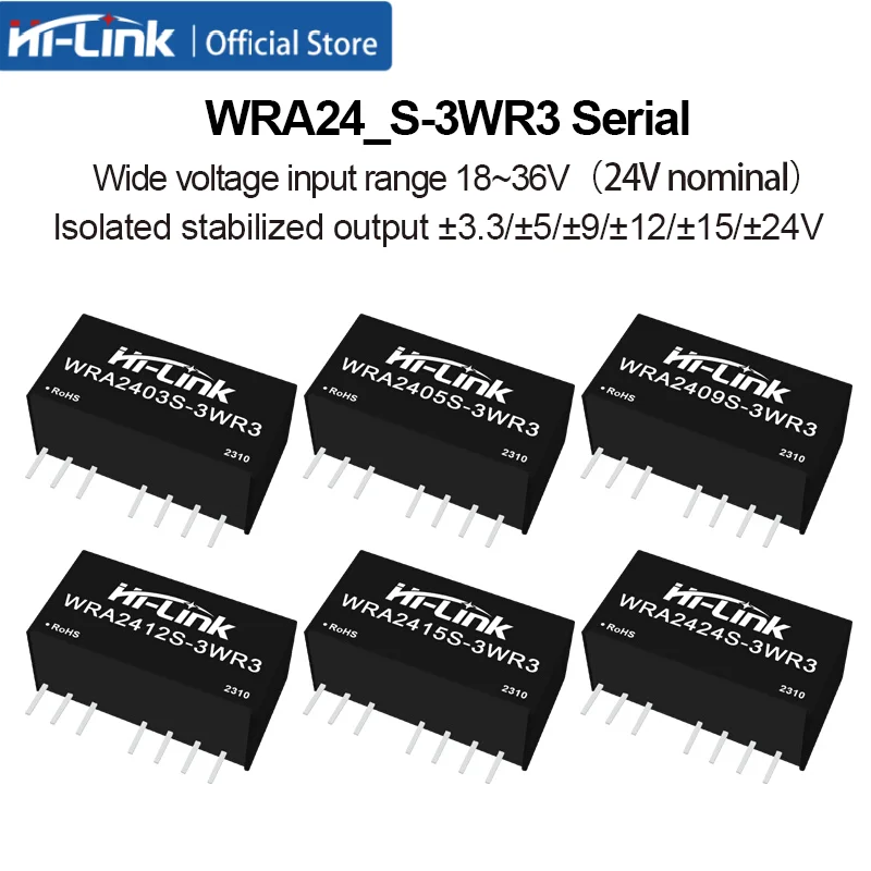 10-個-hilink-wra2405s-3wr3-wra2412s-3wr3-3w-dc-dc-パワーモジュール-24v-入力コンパクト-sip-スルーホール産業用制御用