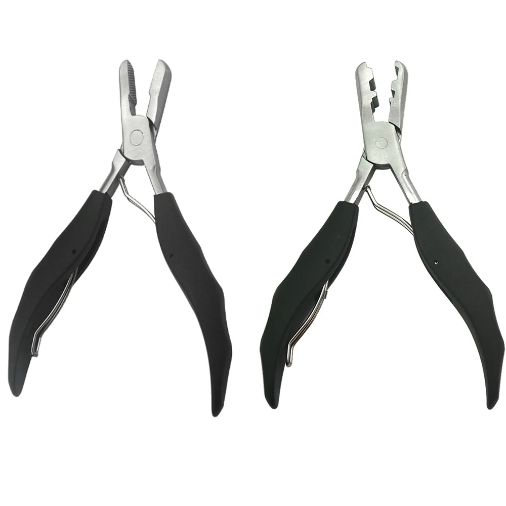 1Pc Black Flat Shape Plier with Small Grooves Pre-Bonded Hair Extension Clamp