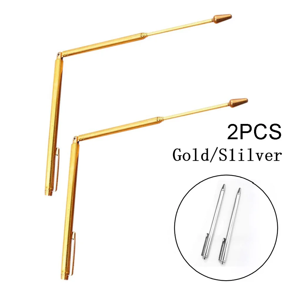 2pcs 99.9% Copper Dowsing Rod Metal Detector Rod For Water Witching Treasure Dragon Seeking Tools Dowsing Rod Gold/Silver