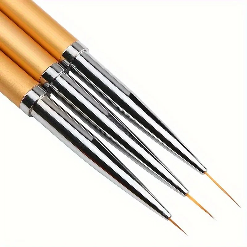 3Pcs Nail Art Liner Brushes French Stripe 3D Tips Line Stripes DIY Drawing Pen UV Gel Brushes Painting Manicure Nail Tool Sets