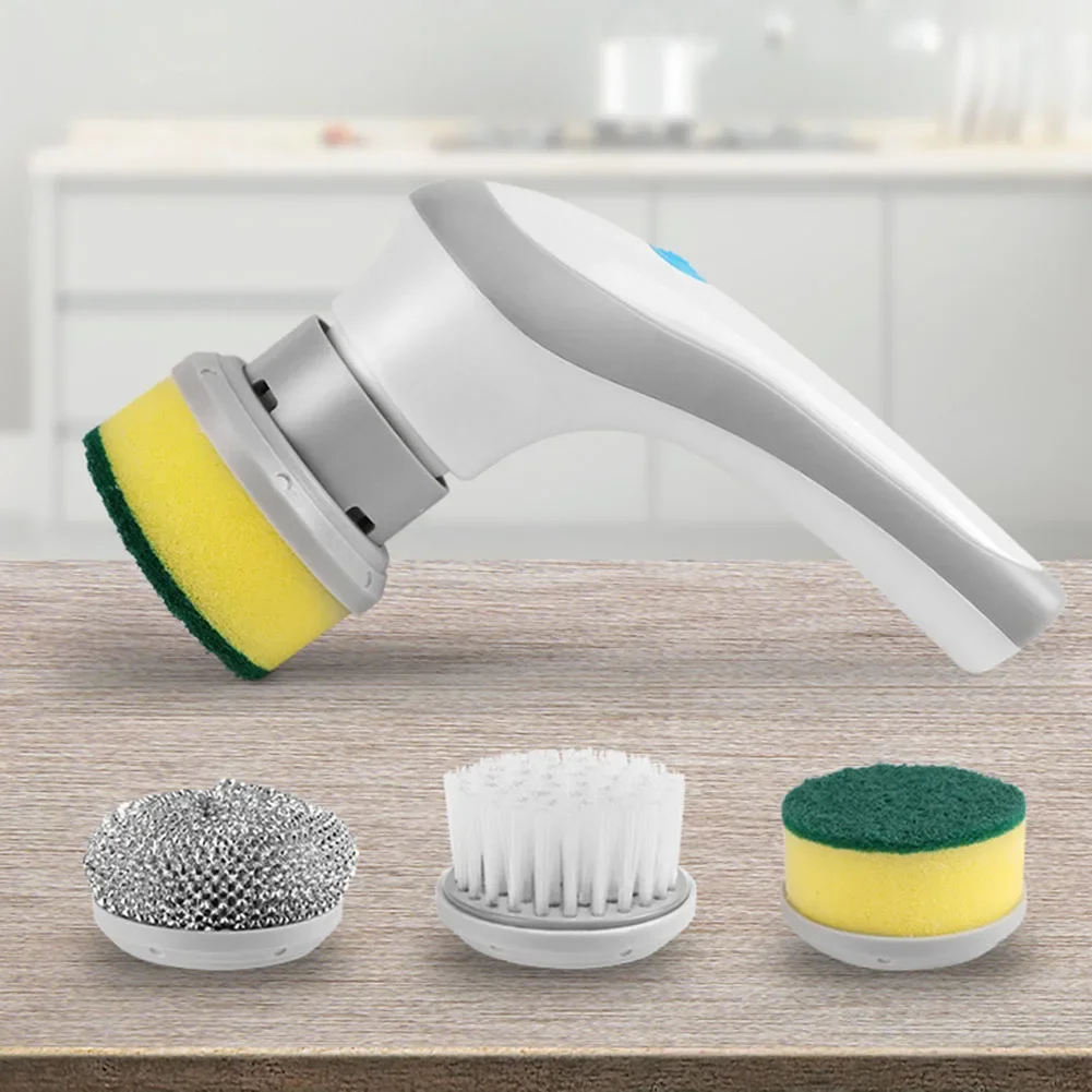 Electric Clean Brush 360 Degree Rotation Handheld Scrubber Brush 3 Replaceable Brush Heads Bathroom Kitchen Cleaner