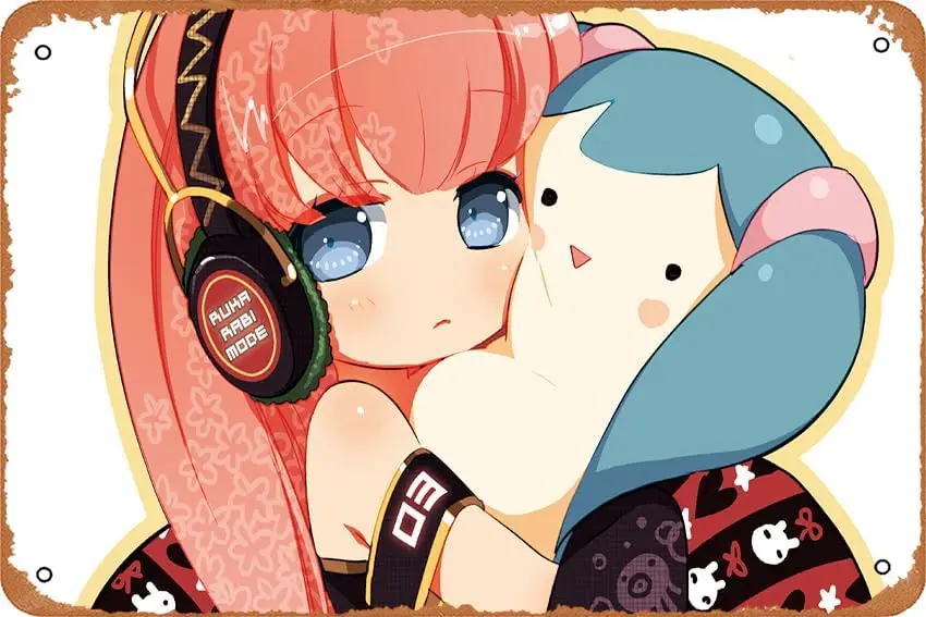 Vocaloid, Luka Megurine Anime Poster Home Wall Art Decoration Retro Metal Tin Sign 8x12 inch