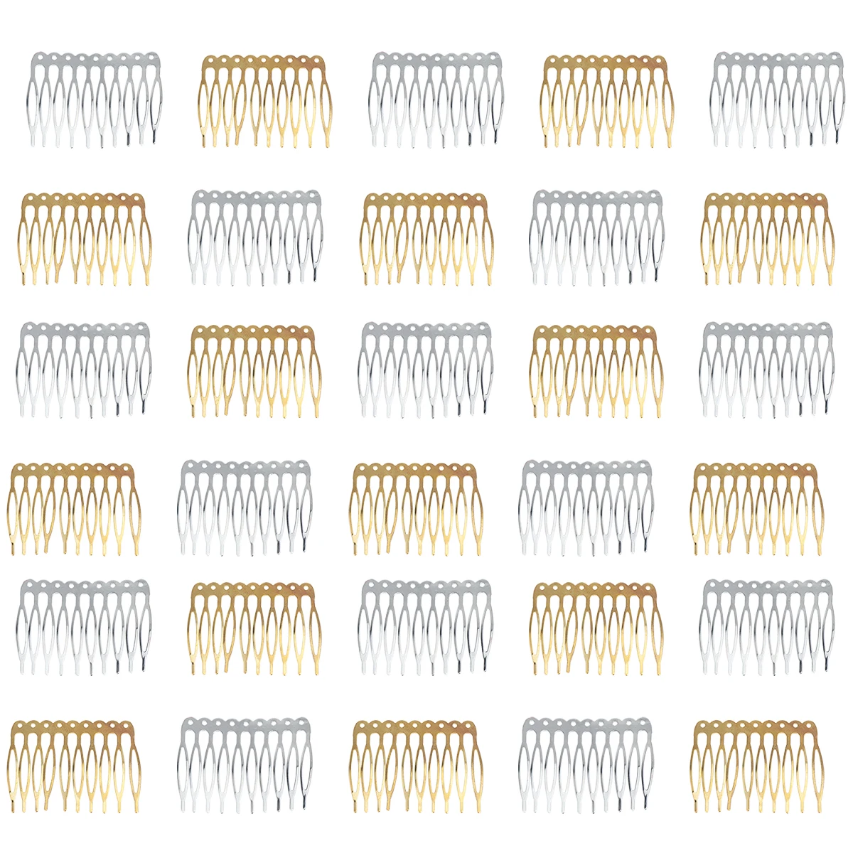 

30pcs Alloy Hair Combs Simple Inserted Comb Headpiece Hair Accessory for Women Lady (10 Teeth Golden and White K)