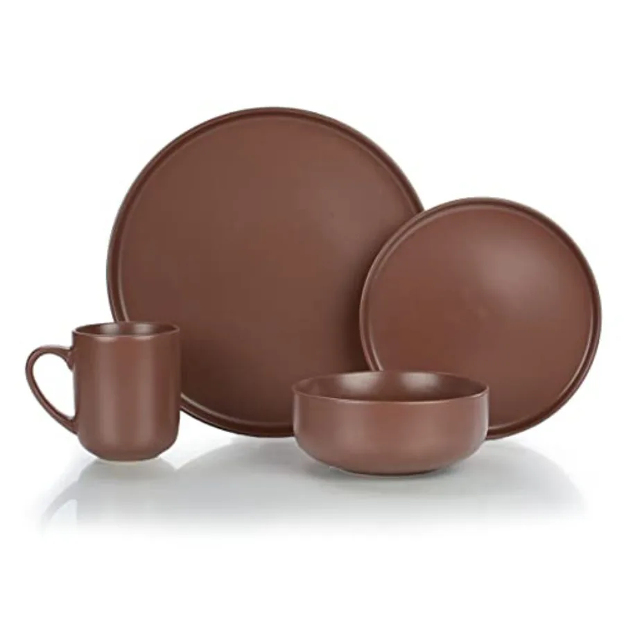 

Modern Flat 16Piece Dinnerware Set Brown