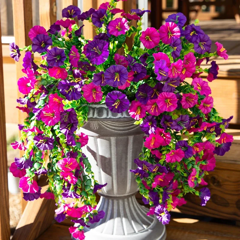 2PCS Künstliche Morning Glory Hängende Blumen Gefälschte Blume Outdoor Home Garten Wand Hängen Petunias Pflanzen Hochzeit Dekoration – Detail 5