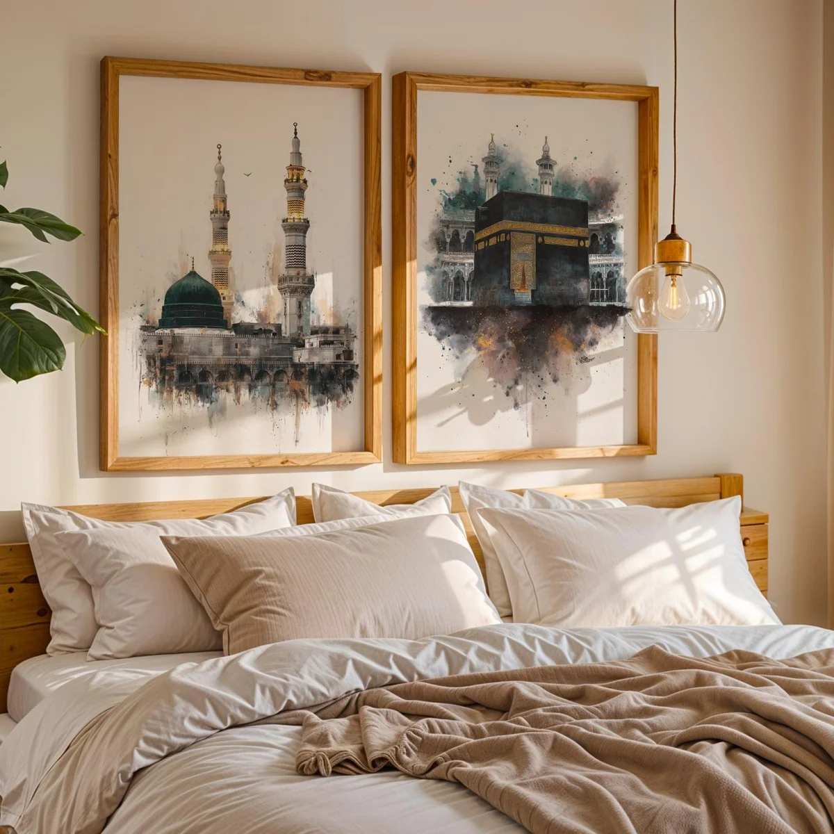 2pcs/set Islamic Masjid Nabawi Canvas Print Poster Modern Ramadan Muslim  Art Prints Bedroom Wall Art Home Decor Poster Gifts